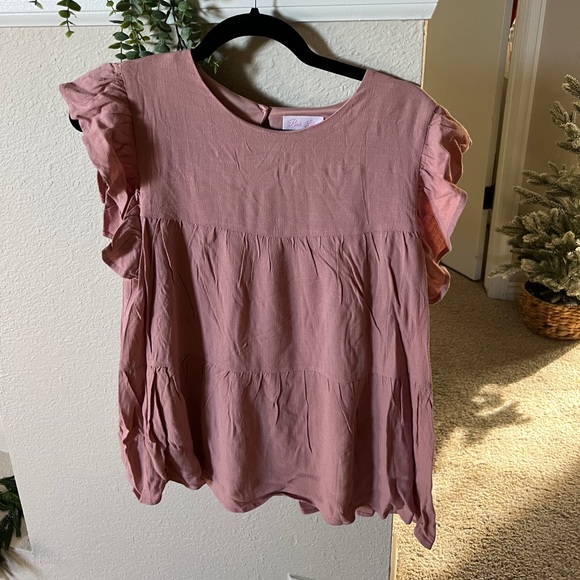 Pink Flutter Sleeve Blouse - Picture 1 of 6